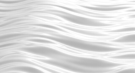 Close-up of a smooth, flowing, iridescent white abstract pattern with gentle waves
