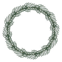 Spruce Wreath, Pine Circle Frame, Needle Round Border