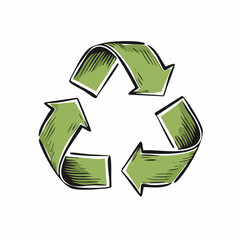Obraz premium Hand-drawn Recycle Symbol Eco-Friendly Green Arrows