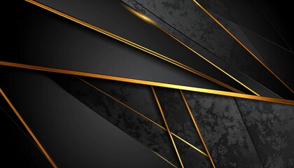 Black and Gold Abstract Design with Geometric Lines