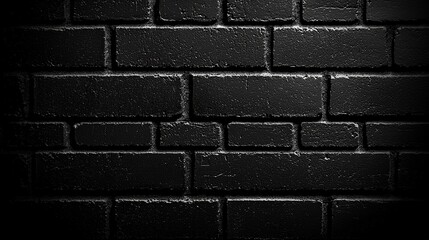 Obraz premium Black brick wall background dark texture design element with blank space 