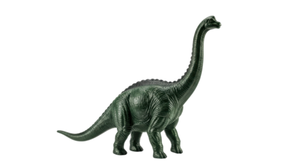 Isolated Brontosaurus Toy Dinosaur with Long Neck on Display, Antique Model, Macro Shot