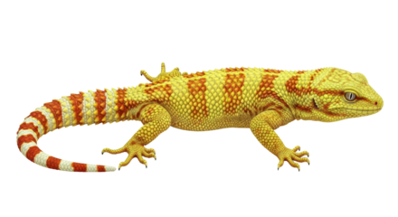 Isolated Vibrant Gecko Reptile on Display Depicting Scales and Patterned Skin Tones