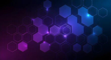 Abstract background with hexagons in blue and purple.