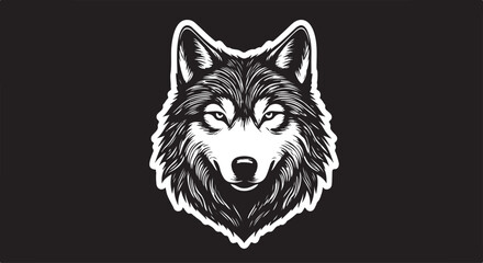 Minimalist black and-white wolf head silhouette.