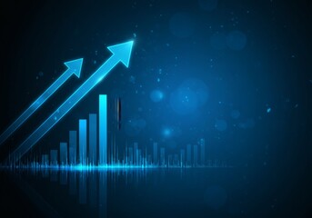 Futuristic Data Visualization of Financial Success, Progress, and Market Increase