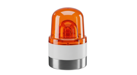 Isolated emergency beacon, orange flashing light for industrial alert, security, and safety