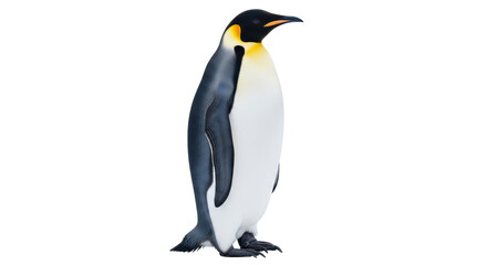 Isolated Emperor Penguin, Aptenodytes forsteri standing facing right on a clear background