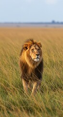 Wildlife Photography: Powerful Lion Staring Directly at the Camera at Sunset