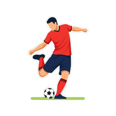 Soccer player kicking the ball icon logo flat vector design