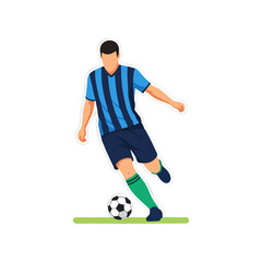 Soccer player with the ball icon logo flat vector design