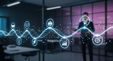 Futuristic business presentation: dynamic visual aid.