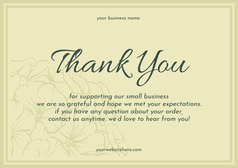 Greeting card template design, thank you card with floral background, thank you card. Part 131 250925