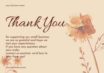 Greeting card template design, thank you card with floral background, thank you card. Part 137 250925