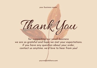 Greeting card template design, thank you card with floral background, thank you card. Part 143 250925