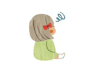 後ろを向いて座っている子ども-ガッシュ