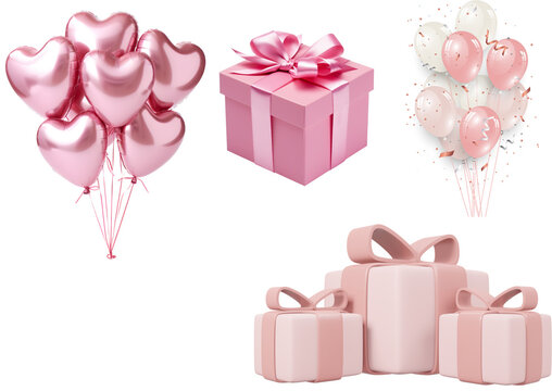 pink birthday  gift box with ribbon and bow