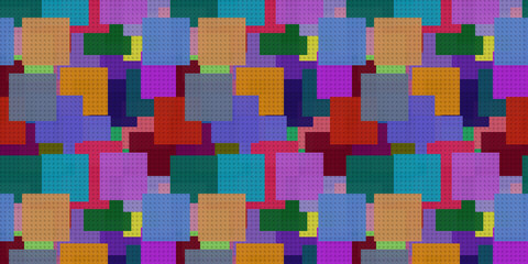 Abstract Seamless Geometric Pattern with Colorful Square Blocks.