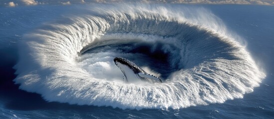 Humpback Whale Breaching in a Circular Wave, Dramatic Ocean Scene