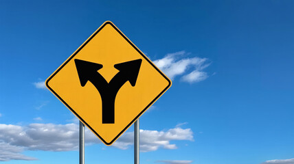 Navigate critical decisions with a clear choice road sign symbolizing paths forward and future direction