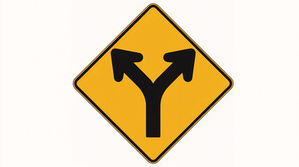 Navigating life's crossroads a clear yellow sign shows two diverging paths representing decision making and future choices