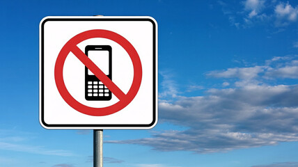 Clear skies and a prominent no cell phone sign signal a place of focus and uninterrupted thought, perfect for promoting digital detox