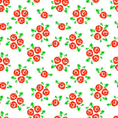 seamless pattern with red flowers, printable design illustration