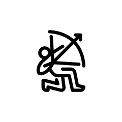 archer shooting outline icon. figure warrior line art illustration.