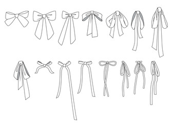 15 Ribbon Templates Fashion Technical Drawing Illustrations © Template World