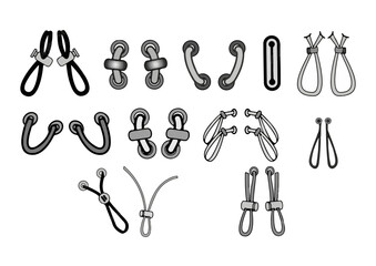 12 Stoper & Rubber & Eyelet Set Templates Fashion Technical Drawing Illustrations