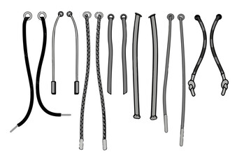 7 Stoper & Cord & Eyelet Set Templates Fashion Technical Drawing Illustrations