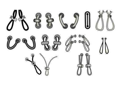 12 Stoper & Rubber & Eyelet Set Templates Fashion Technical Drawing Illustrations