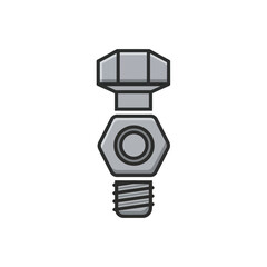 Bolt and Nut Vector Illustration A Detailed Graphic Depiction of a Fastener in Gray Tones