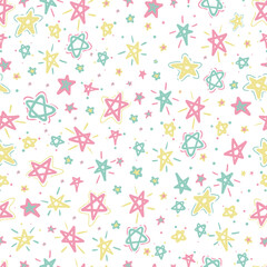 Baby pastel colors stars pattern. Baby boho background template. Nursery wall art, baby textiles, printable paper, bedroom. 