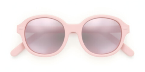 Pink Sunglasses with Reflective Lenses on White Background