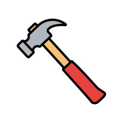 Simple graphic illustration of a versatile claw hammer, an essential hand tool for all types of construction, repair, and DIY projects