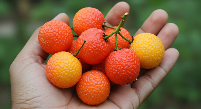 A hand holding rambai