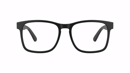 Fototapeta premium Sleek modern black eyeglasses frame front view, perfect for fashion, vision care, or tech accessories advertising.