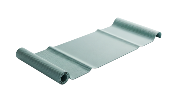 Yoga mat on a smooth surface ready for practice in a peaceful indoor setting during the morning light