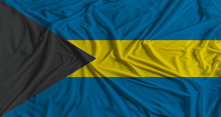 Bahamian flag with fabric texture background. National flag of Bahamas