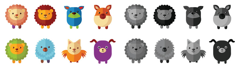 Needle felted animals, soft sculptures in a collection of Various Colors, bear, teddy bear, vector, kawaii, adorable, friendly, playful, pet, toy, drawing, illustration