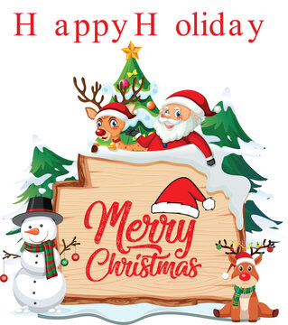 Merry Christmas and Happy Holiday Greeting Illustration