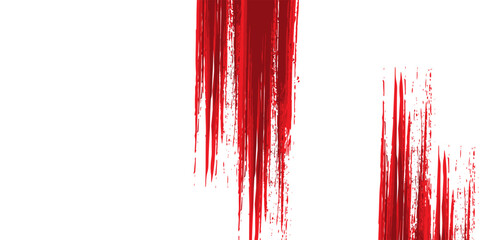 Straight red ink vector lines pack. Bloody color long and round hand-drawn brushstroke text highlights abstract