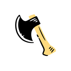 Stylized woodcutter's axe with simple cartoon aesthetic, ideal for spooky Halloween season.