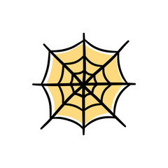 Stylized spiderweb with a tan filling, symbolizing Halloween decorations and themes.