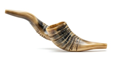 Curved Ram Horn With Stripes — Natural Animal Horn For Decor, Collecting, And Photography Props