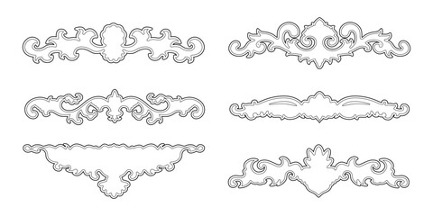 Vintage victorian elegant frames and borders, decorative design elements with curves and waves. Vector art for postcards, cards, wedding invitations.