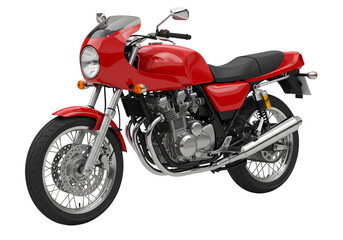 Classic Red Motorcycle isolated on transparent background