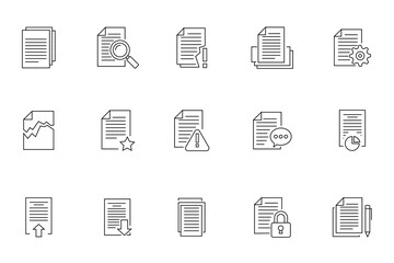 Document Management and File Operations Line Icons