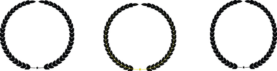  Laurel wreath Silhouette bundle vector icon, 	 black and white vector illustration of a lion